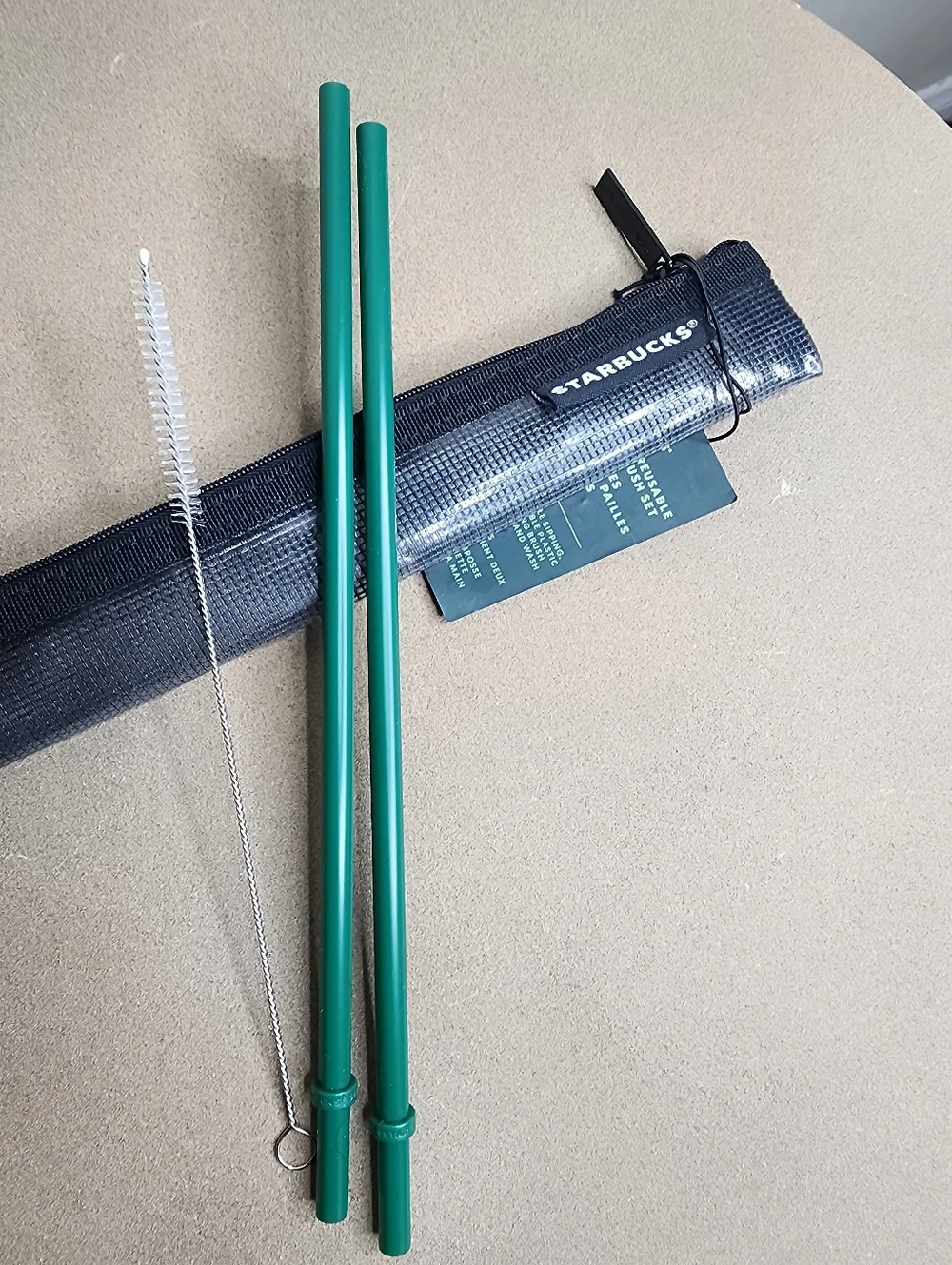 NWT Starbucks Reusable Straw Set Two Straws, Cleaner, Pouch